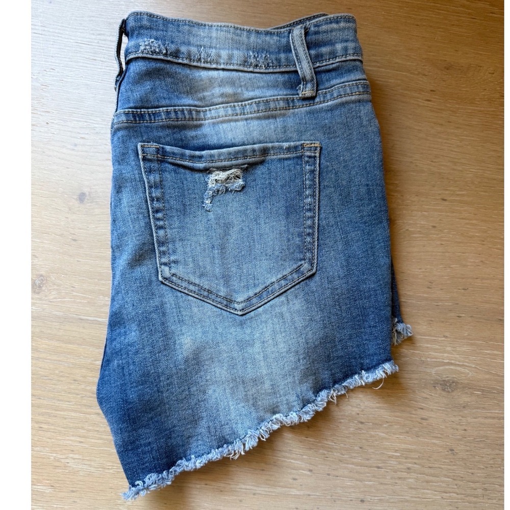 Hammer Jean Los Angeles Distressed Denim Shorts Blue Crochet Patch Size L S353
